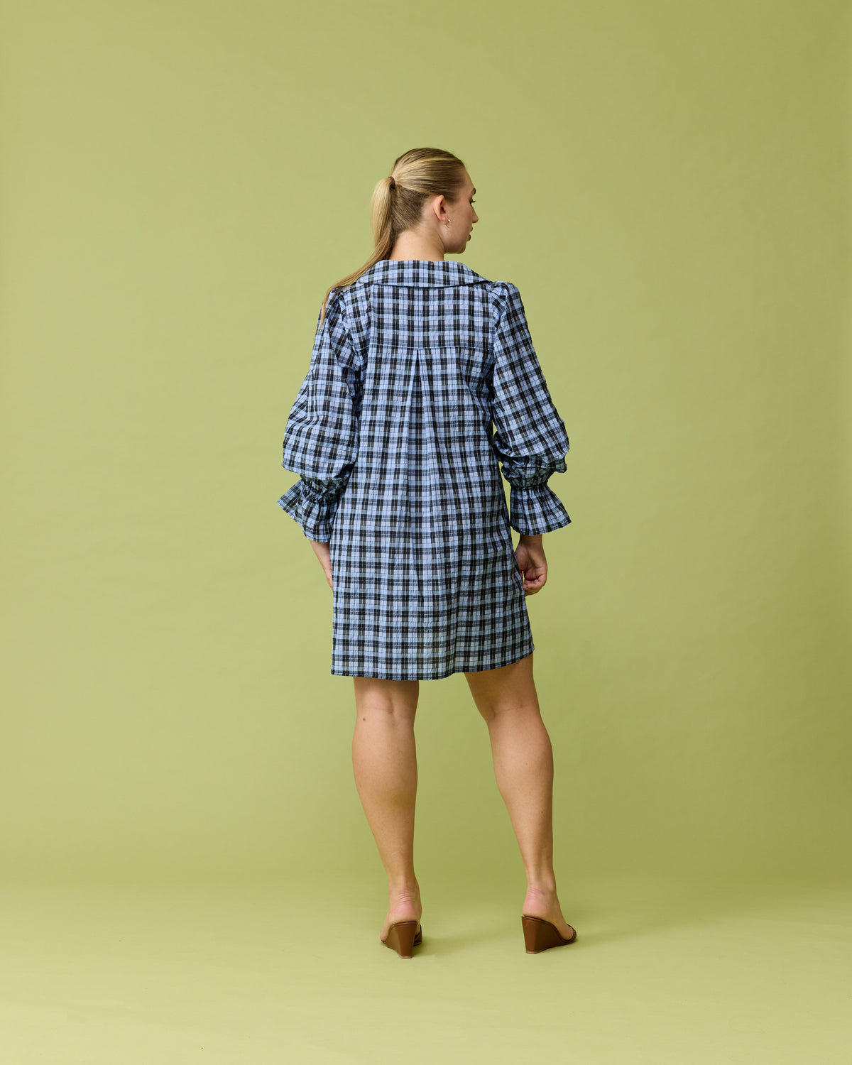 SANDLER LONG SLEEVE MINI DRESS BLUE TARTAN | RUBY SANDLER LONG SLEEVE MINI DRESS BLUE TARTAN | RUBY