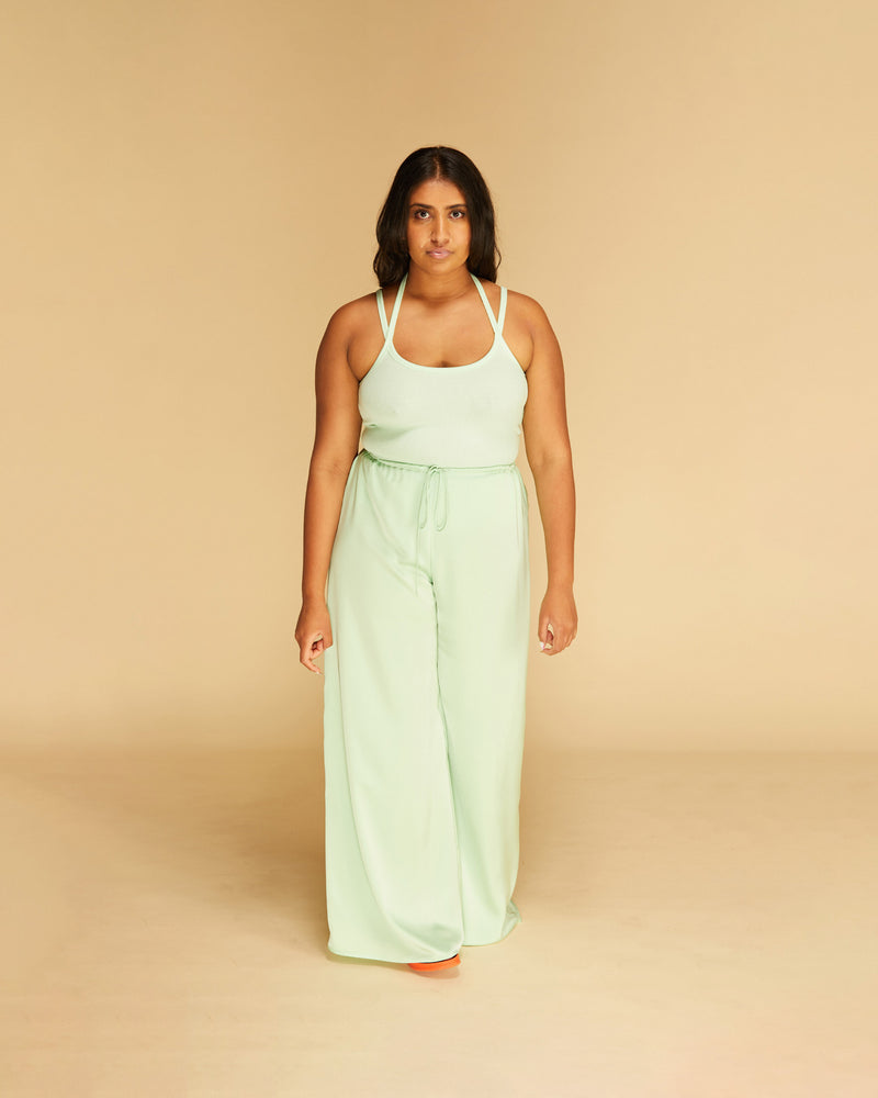 KIKI KNIT TANK MINT | Ribbed tank with double strap detail, in a crisp mint shade. The thin straps add a point of detail to this otherwise simple piece.