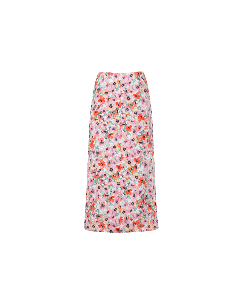 ALLEGRA LINEN SKIRT PANSY FLORAL | Straight-line linen skirt designed in our RUBY pansy floral that sits high waisted with a centre back split. Pairs perfectly with our Allegra Linen Blouse or choose to match with...