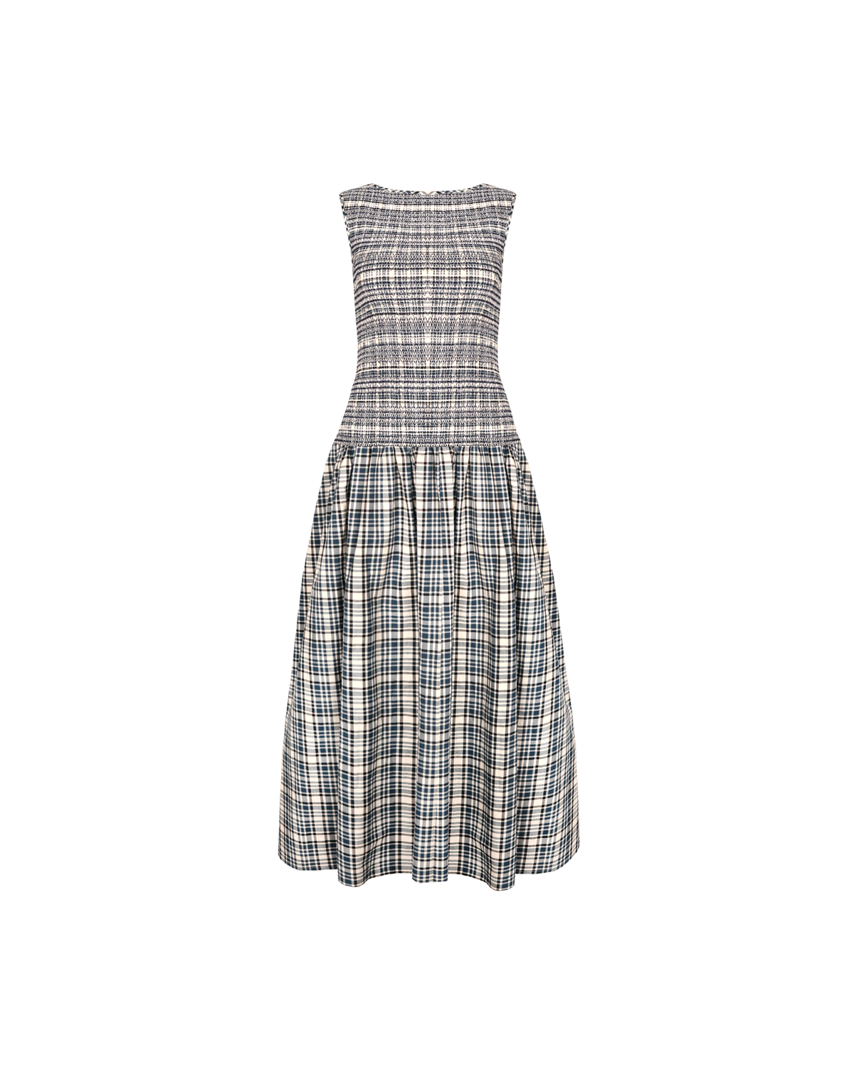 cream tartan dress Midi Dress with Navy, Burgundy & Cream Tartan Pattern | Classic Plaid Dress with Pockets