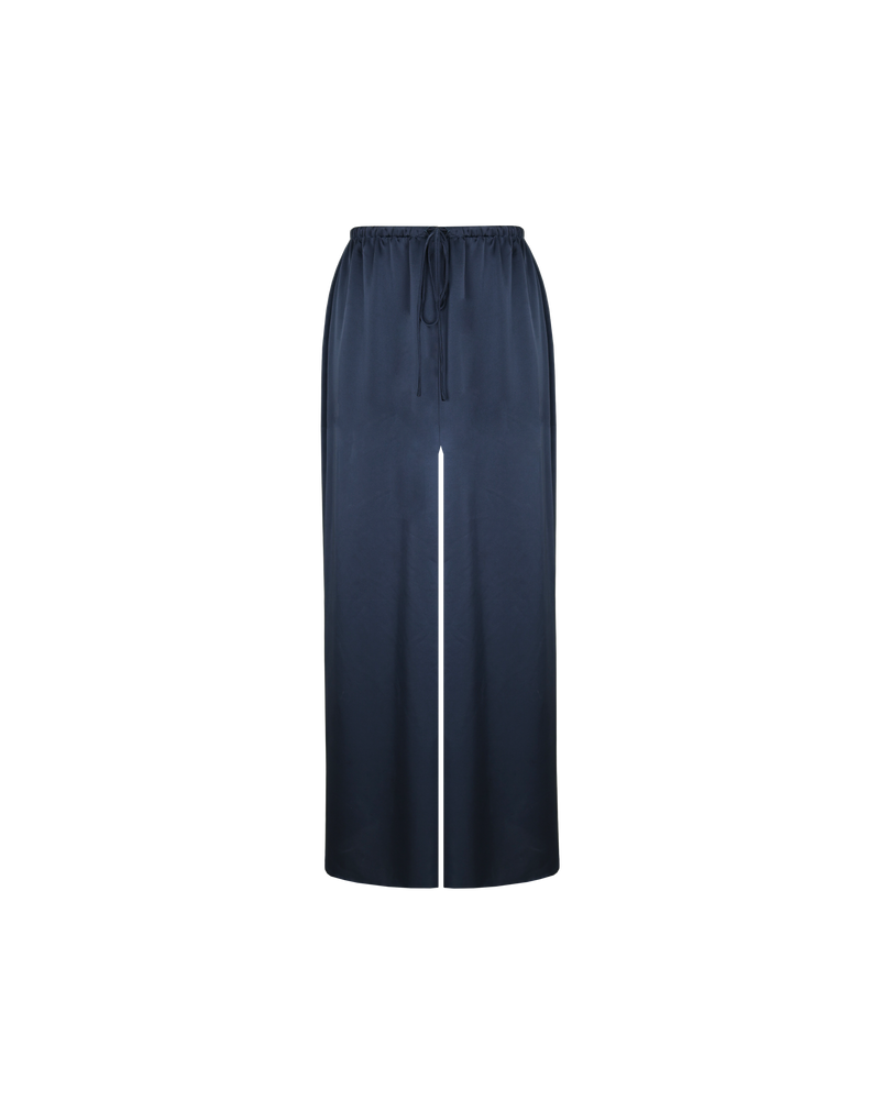 ANDIE SATIN PANT PETITE INK | Palazzo style pants with an elastic waist band & tie, in a luxurious ink satin. These pants are high waisted, uncomplicated and classically cool.