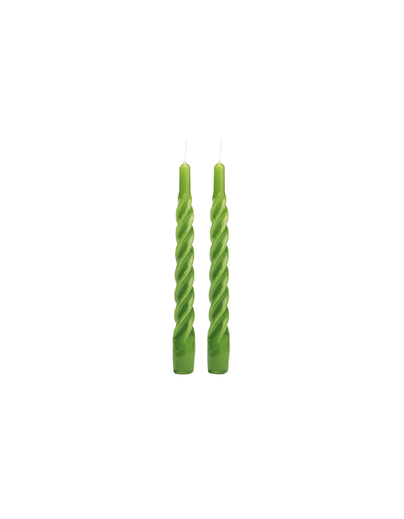 SET OF TWO TWISTED CANDLES MOSS | Set of two candles inspired by soft and delicate twists and turns. Perfect as table decor for your next dinner party or Sunday brunch.