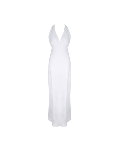 AVA LINEN HALTER DRESS WHITE | RUBY