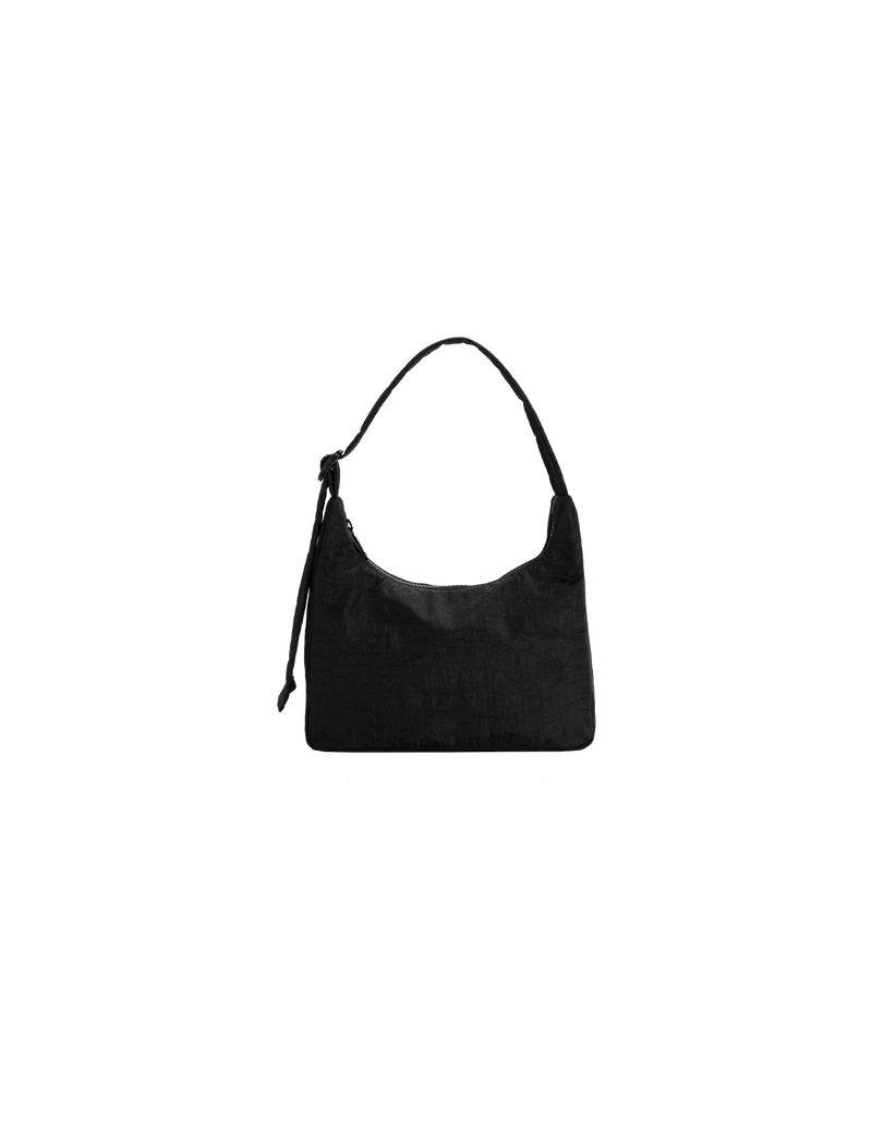 MINI NYLON SHOULDER BAG BLACK | A mini version nylon shoulder bag. Slightly slouchy, slightly structured. Complete with an interior pocket so everything has a place.