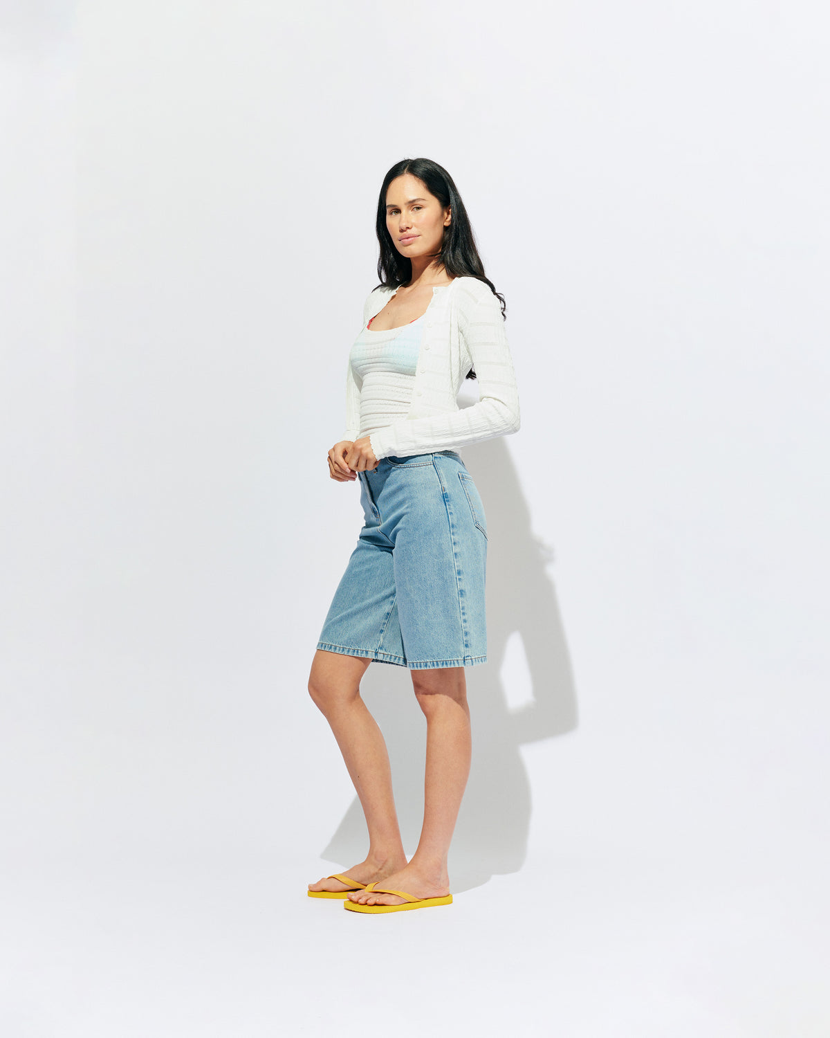 BAMBI CARDIGAN WHITE | An update on our Rubette favourite Beau Cardigan, the Bambi cardigan sits cropped with a high neckline, designed in a lightweight white knit. Make it a matching set with the Bambi Tank or pair with your favourite denim shorts.