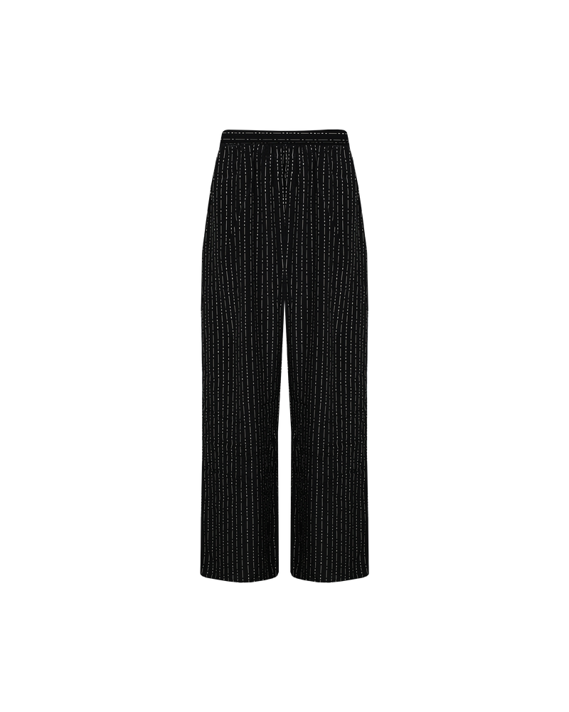 CAMERON SILK PANT BLACK BAMBOO | Relaxed low-waist pant designed in a slimky bamboo printed silk. Designed with an elastic waistband, these pants fit slouchy and can be matched with the Cameron Silk Shirt.