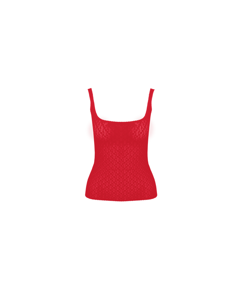 BEAU TANK CHERRY | Scoop neck tank with a lattice knit, in a cherry red colour. An elevated take on a classic staple tank. Sets Deal: Buy any two Beau Tanks for $250. Discount...