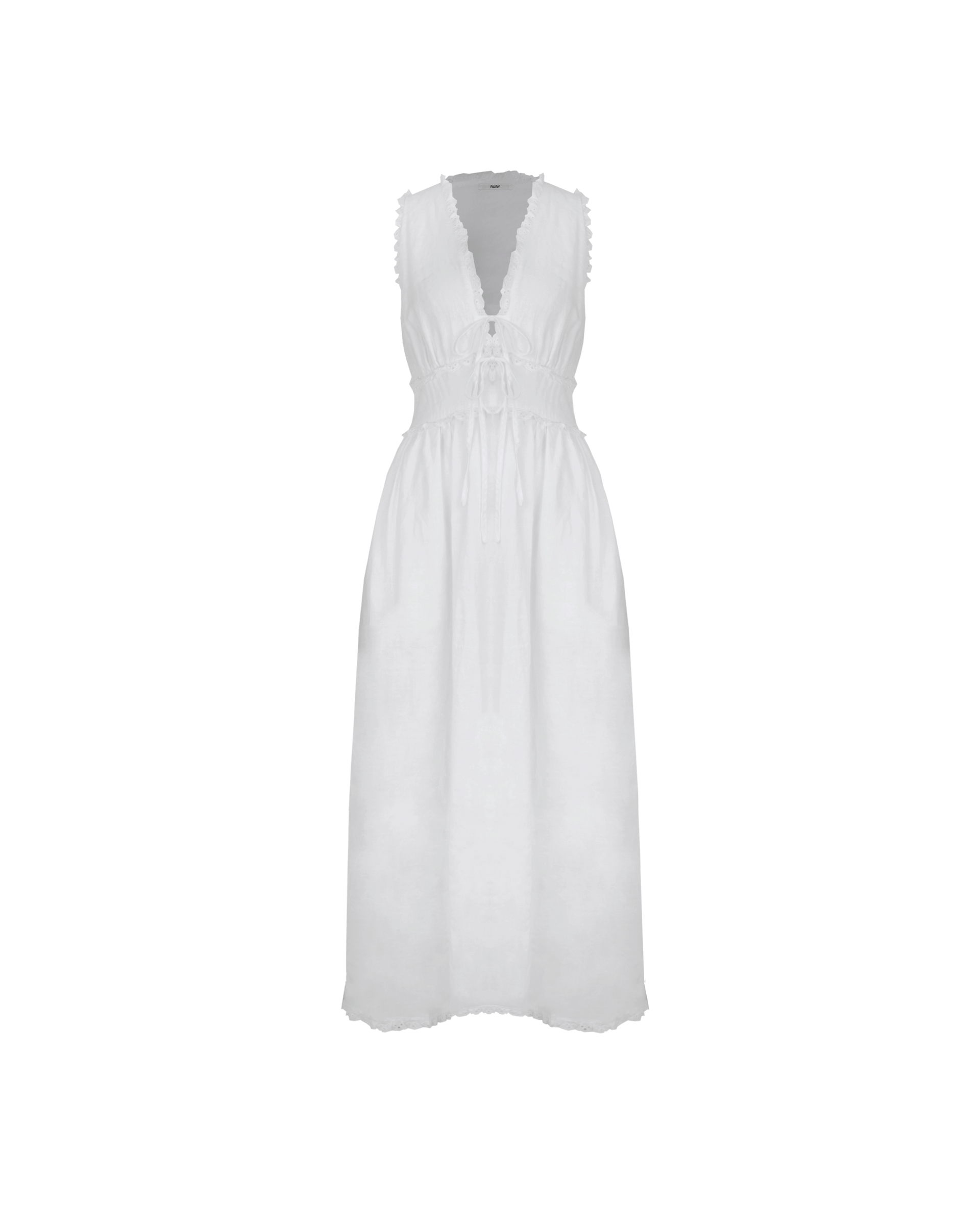 BENNY TIE DRESS WHITE