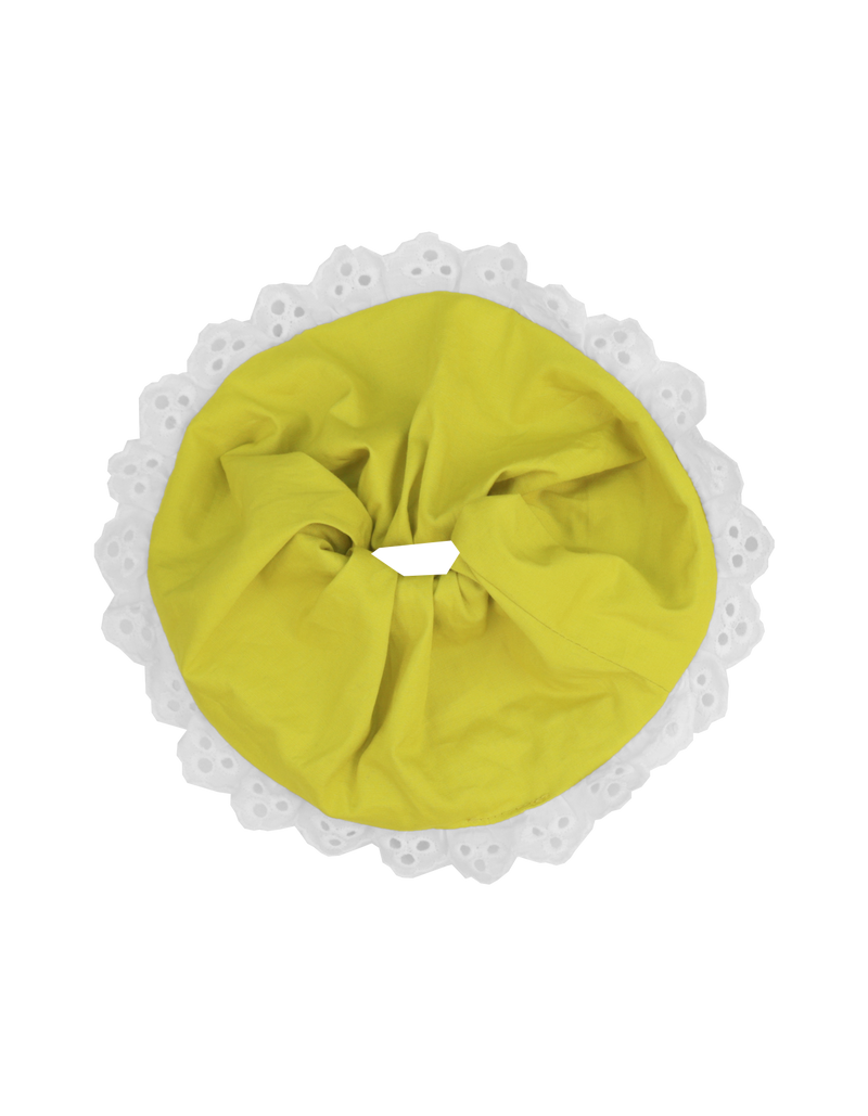 BETTY SCRUNCHIE CHARTREUSE | Oversized scrunchie made from the offcuts from our Resort 2024 collection.