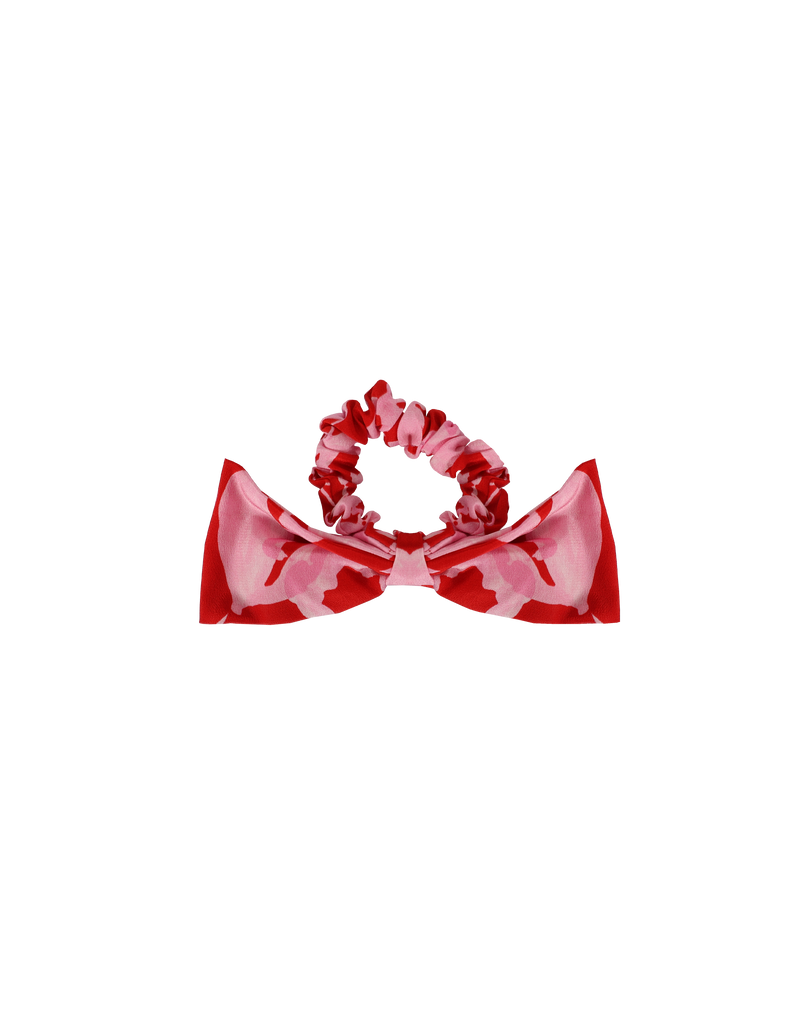 BOW SCRUNCHIE CHERRY FLORAL | Bow scrunchie made from offcuts from our Symphony 2023 collection.