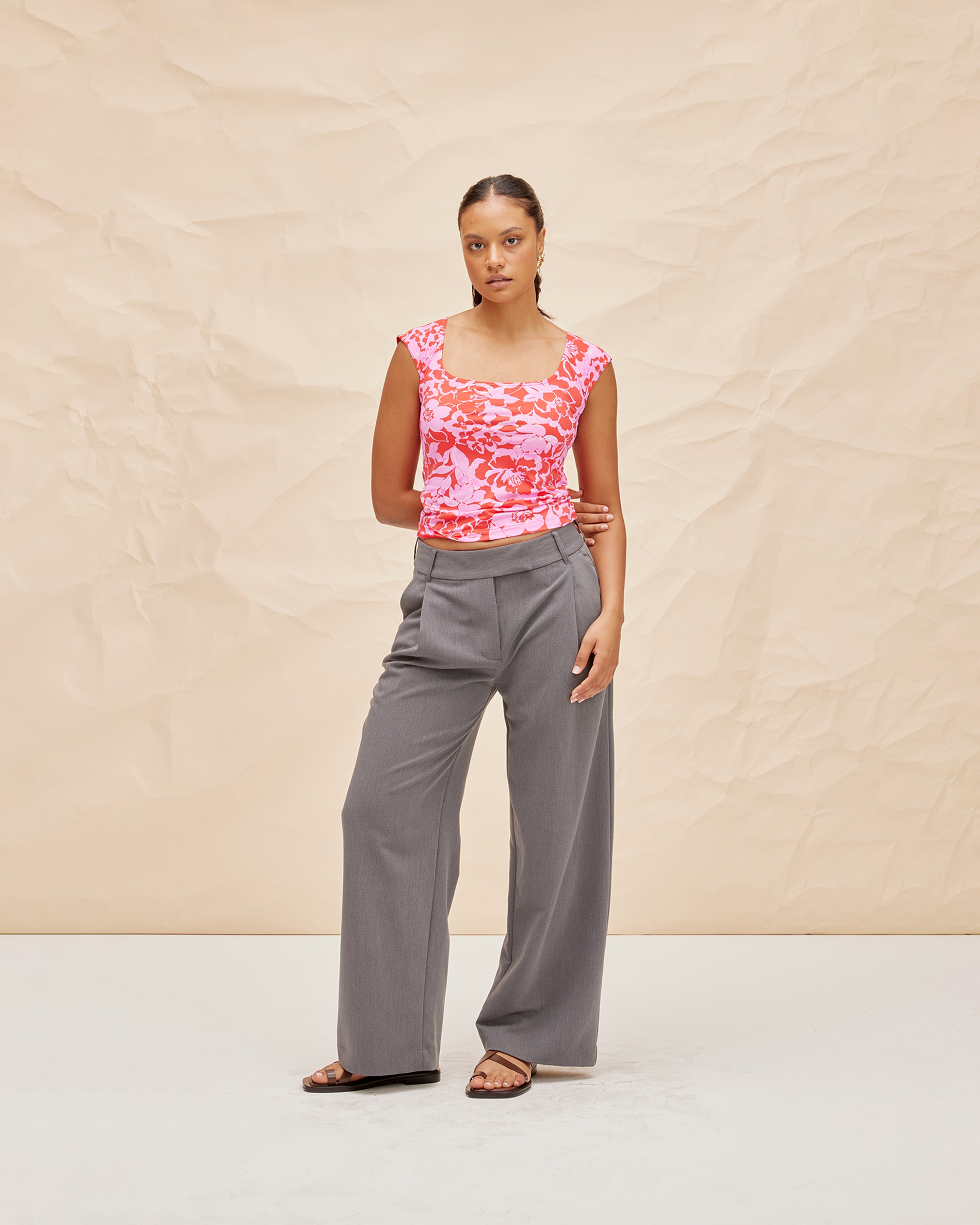 High waisted trousers with wide leg for women at NAKD  NAKD