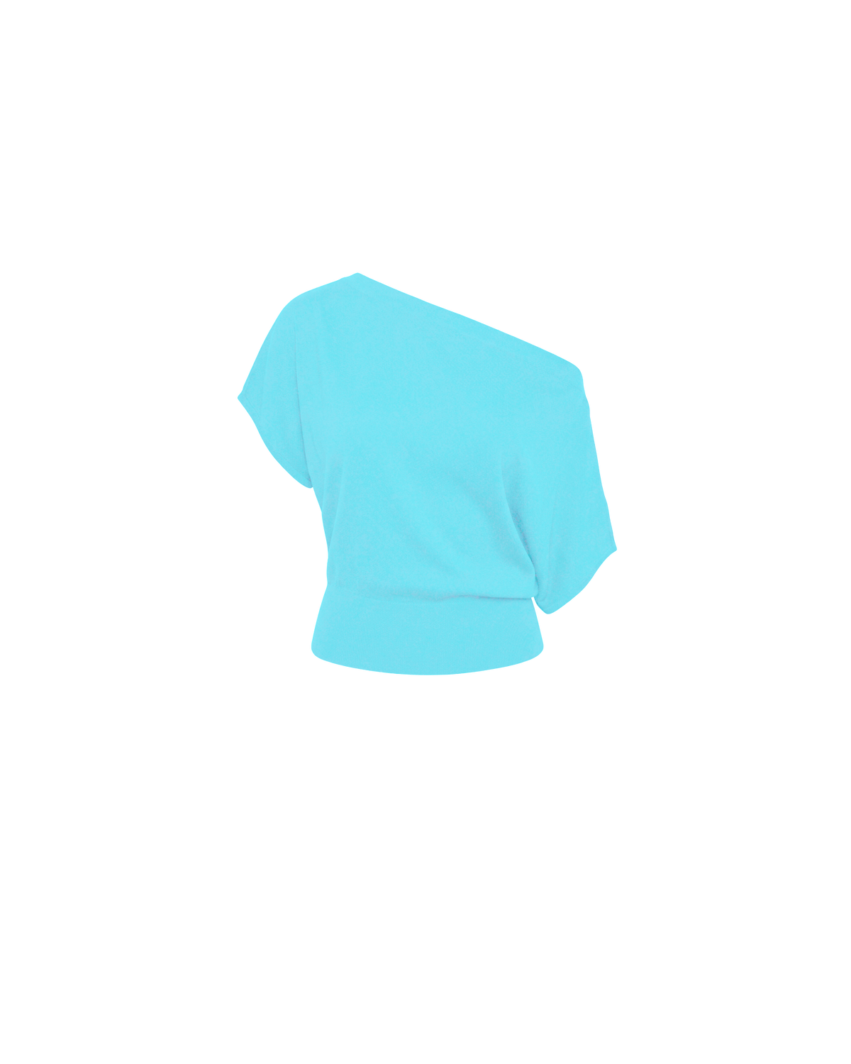 BODE BATWING SHORT SLEEVE TOP AQUA | Off-shoulder batwing short sleeve top crafted in a mid-weight aqua knit. This top is simple yet elevated and can be worn on or off the shoulder. Pair it with denim for a chic everyday look.