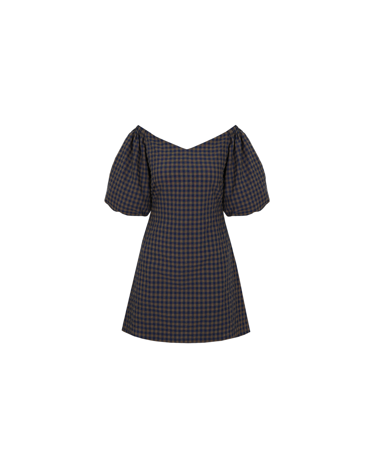 BON GINGHAM MINIDRESS NAVY BROWN GINGHAM