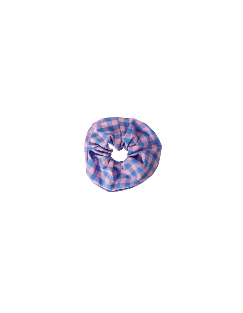 SABRINA SCRUNCHIE PINK BLUE GINGHAM | Small scrunchie made from the offcuts of our Symphony 2023 collection.