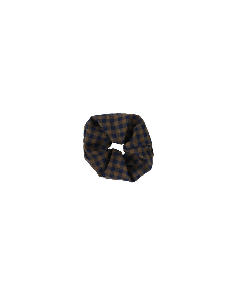  SABRINA SCRUNCHIE NAVY BROWN | Small scrunchie made from the offcuts of our Symphony 2023 collection.
