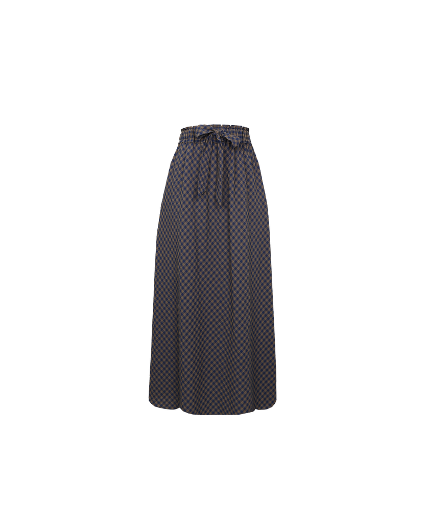 BON GINGHAM SKIRT NAVY BROWN GINGHAM RUBY
