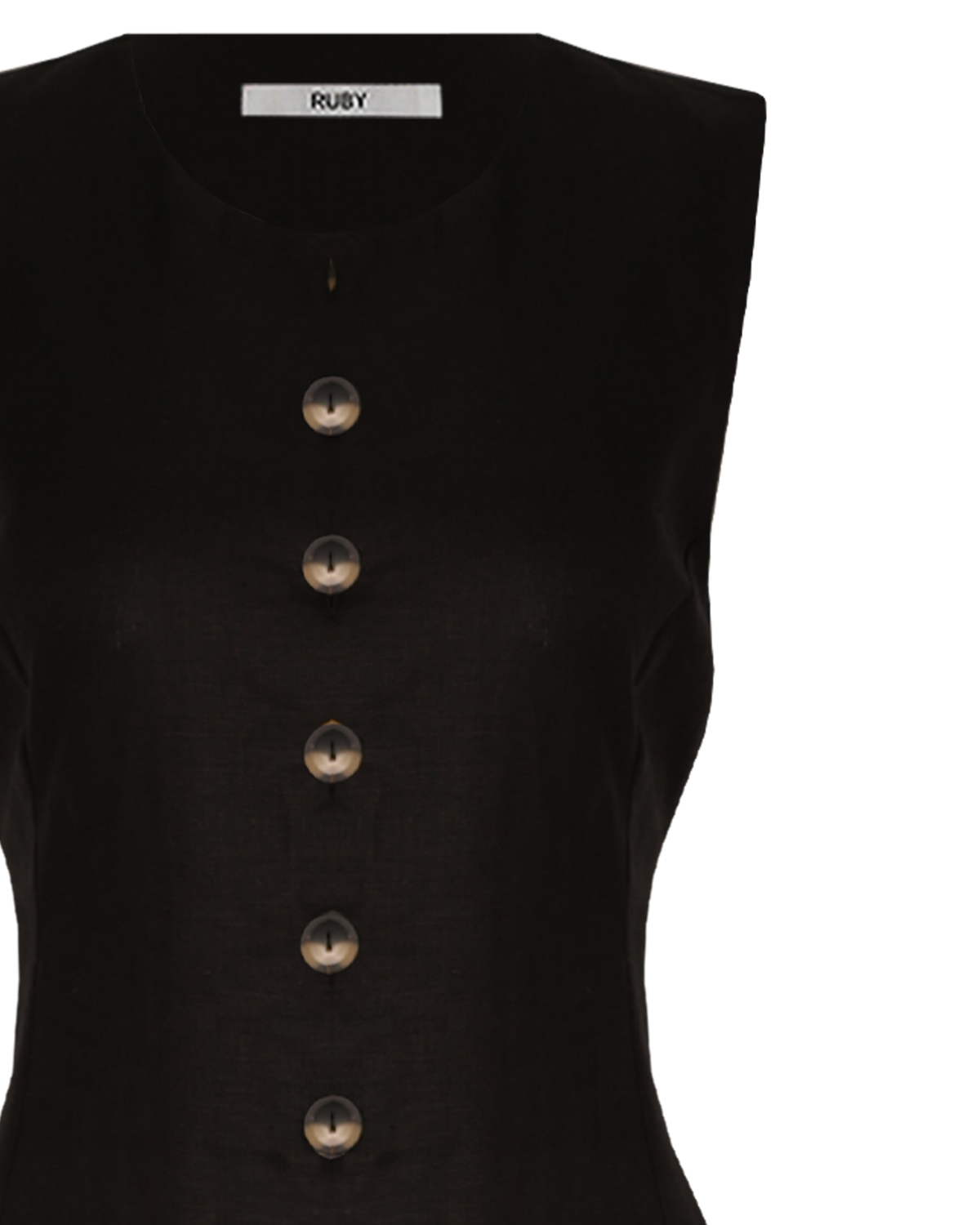 ALIZA LINEN DRESS BLACK | RUBY