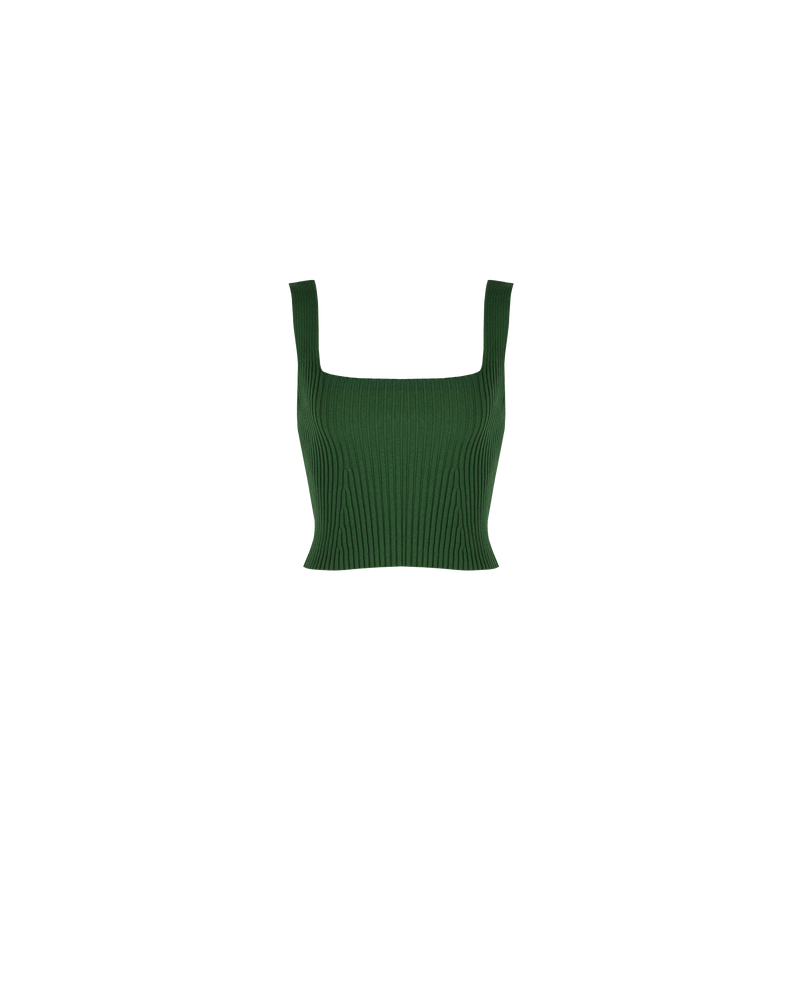 CADILLAC CROP OLIVE | Sleeveless crop top with a square neckline, made in a medium weight rib knit with stretch. A piece made for versatility, this top is both cute enough to go out...