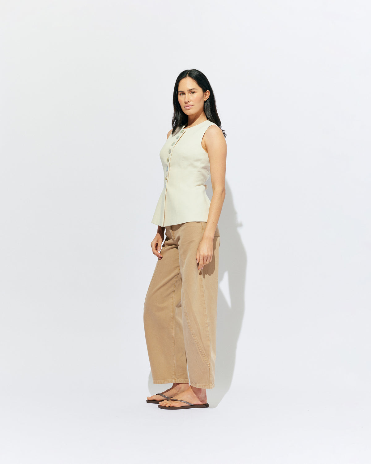 CAROLYN VEST CREAM | The Carolyn Vest is perfect for warmer months and layering, designed in a mid-weight black suiting fabric. Pair with your favourite shorts or suit trouser for an effortlessly polished look. Part of our workwear collection, the Carolyn Vest is a...