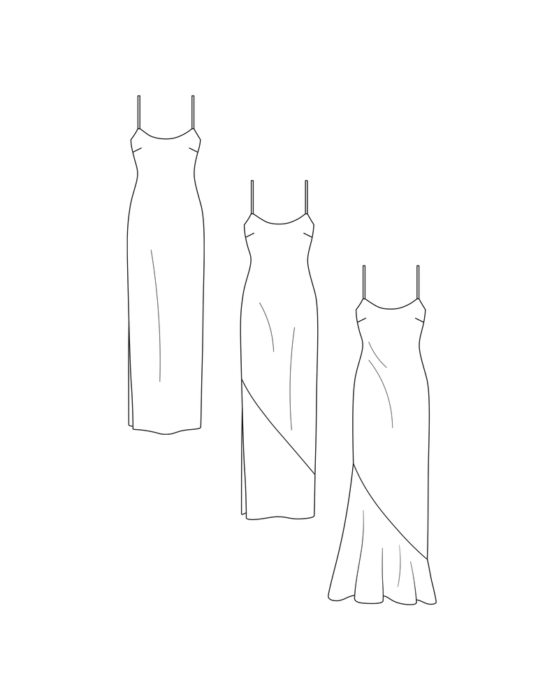 CAROL PATTERN | The carol is a bias slip dress with narrow shoulder straps, this pattern includes 3 different variations. Available to purchase in a pdf form of sizes 4 - 28, or...