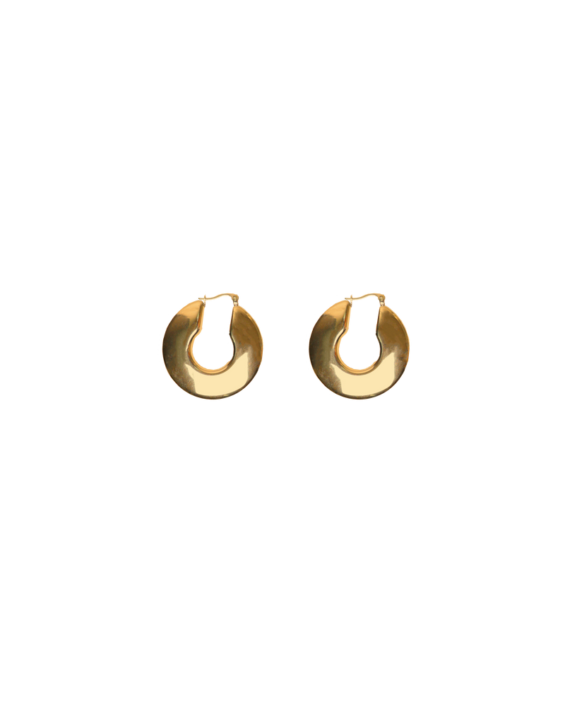 CECE EARRING GOLD | Disc-style gold hoop earrings. Simple and elegant.