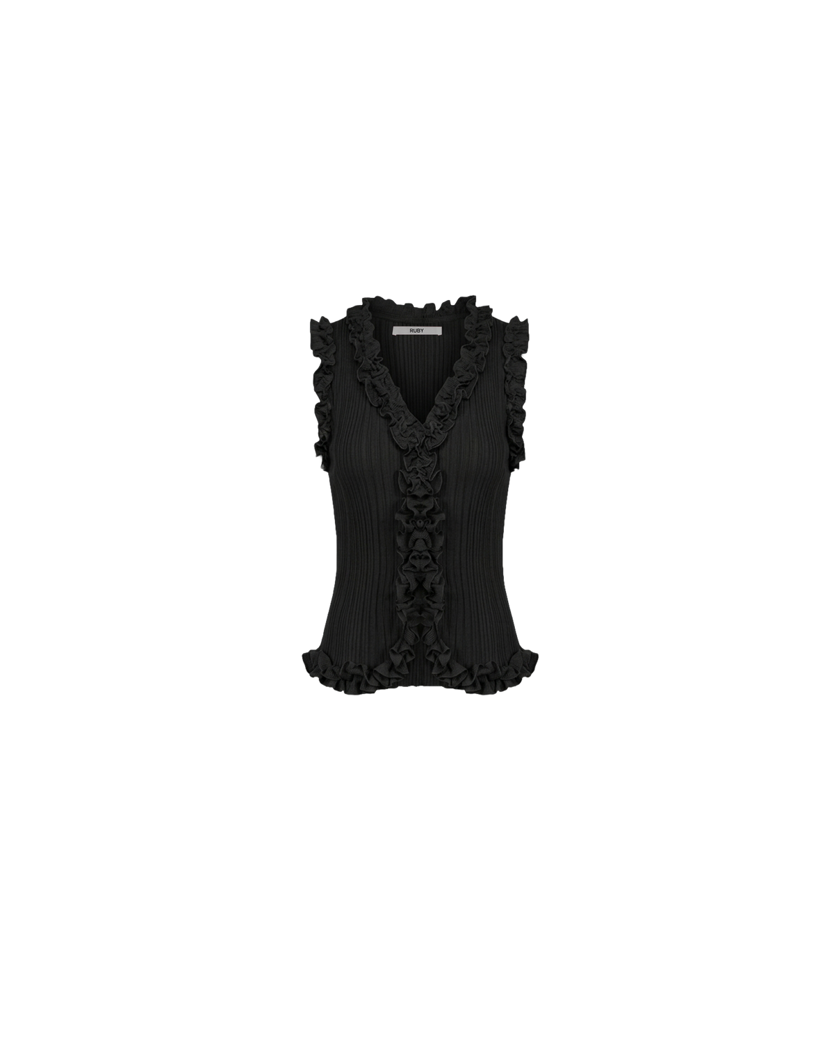 CHELSEA CRINKLE TANK BLACK | An update on our Chelsea Crinkle Top, this black recycled chiffon tank features ruffles along all the seams and is the perfect statement piece for any occasion, from office-wear to a night out. Pair it with your favourite skirt or...