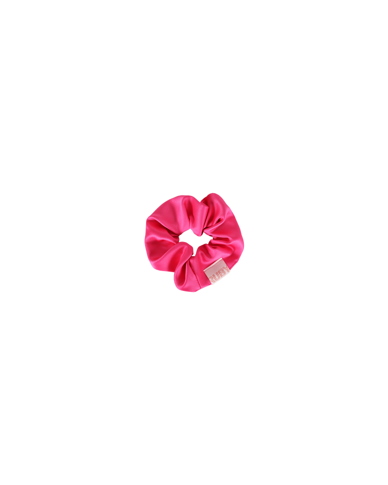 SABRINA SCRUNCHIE SUPER PINK | Small scrunchie made from the offcuts of our Spring 22 collection.