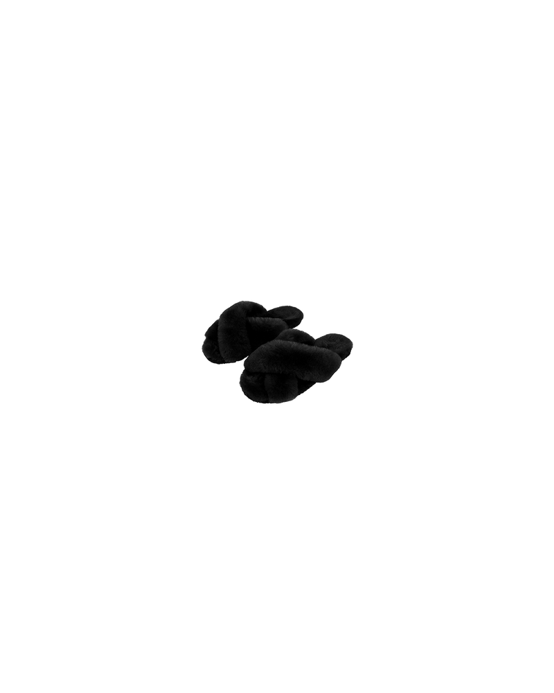 CLOUD SLIPPER BLACK | The Cloud Slipper is a flat slipper with crossover straps. Made from certified Australian Sheepskin fur with a contoured rubber sole, this slipper takes its name from the feeling when...