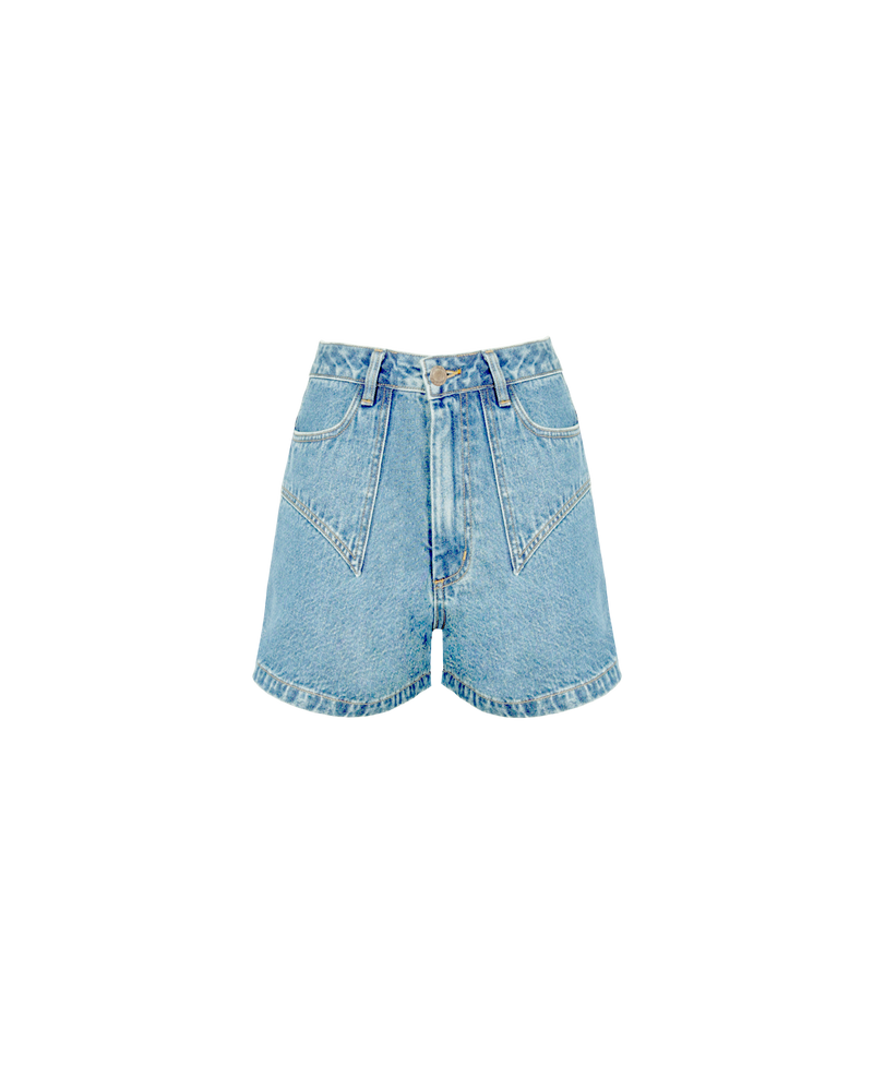 CLOVER DENIM SHORT NINETIES | Our classic high waisted denim short, made in a soft washed lightweight nineties blue denim, ready for easy strides and warm weather. It isn't a Rubette summer without the Clover Short. 