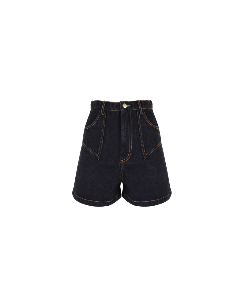 CLOVER DENIM SHORT BLACK | Our classic highwaisted denim short in black, made in a soft washed denim, ready for easy strides and warm weather. It isn't a Rubette summer without the Clover Denim Short.