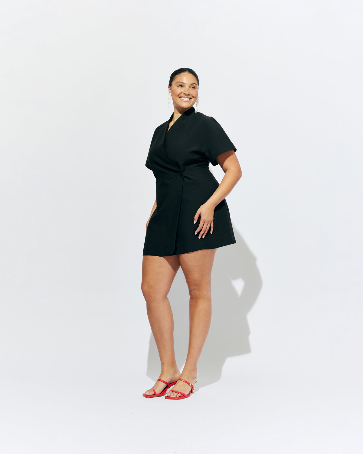 COCO MINI DRESS BLACK | The Coco Blazer now imagined in a mini dress ~ A collarless blazer style mini designed in a mid-weight suiting fabric. Pair with your favourite boots or heels for an effortlessly polished look.
