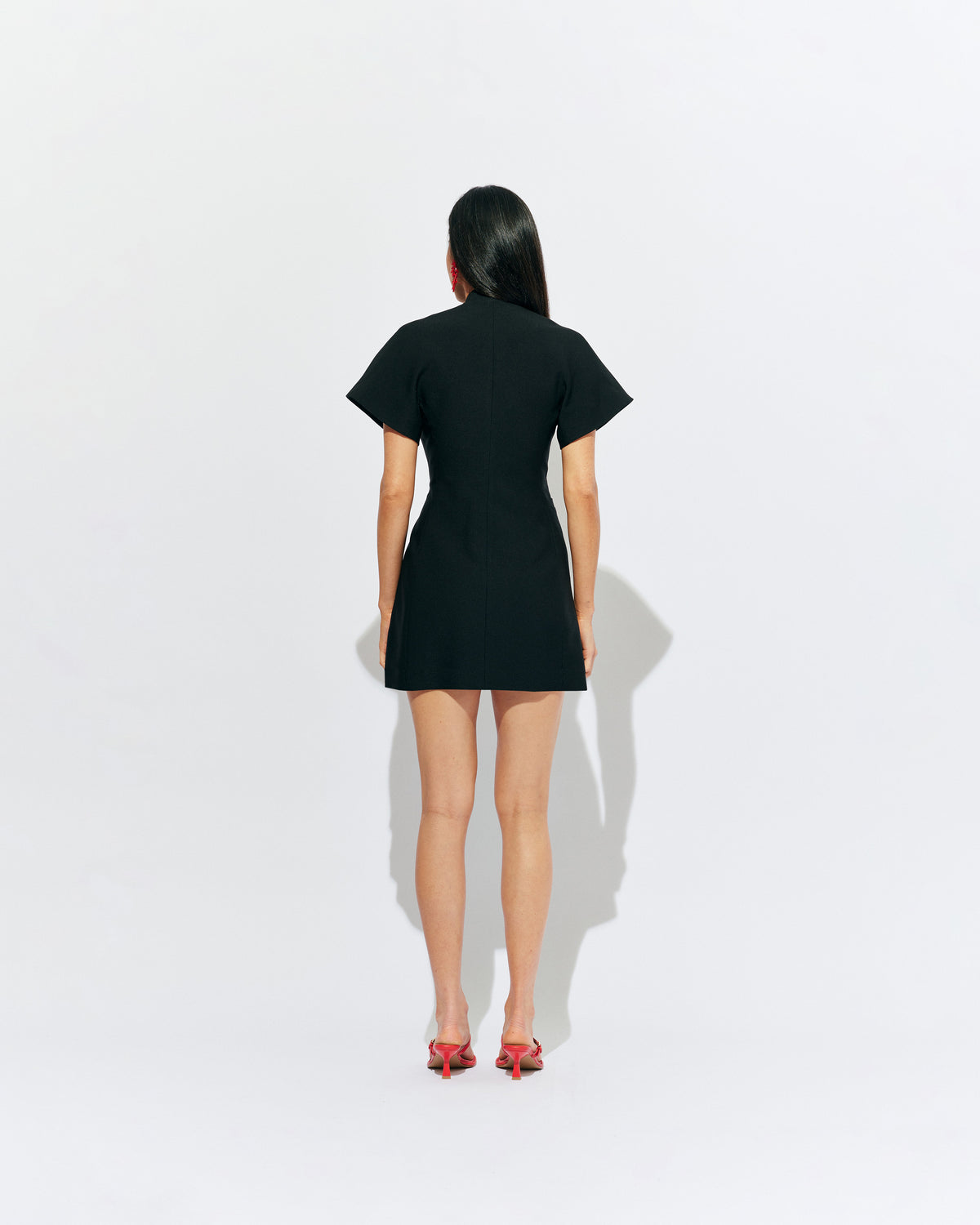 COCO MINI DRESS BLACK | The Coco Blazer now imagined in a mini dress ~ A collarless blazer style mini designed in a mid-weight suiting fabric. Pair with your favourite boots or heels for an effortlessly polished look.