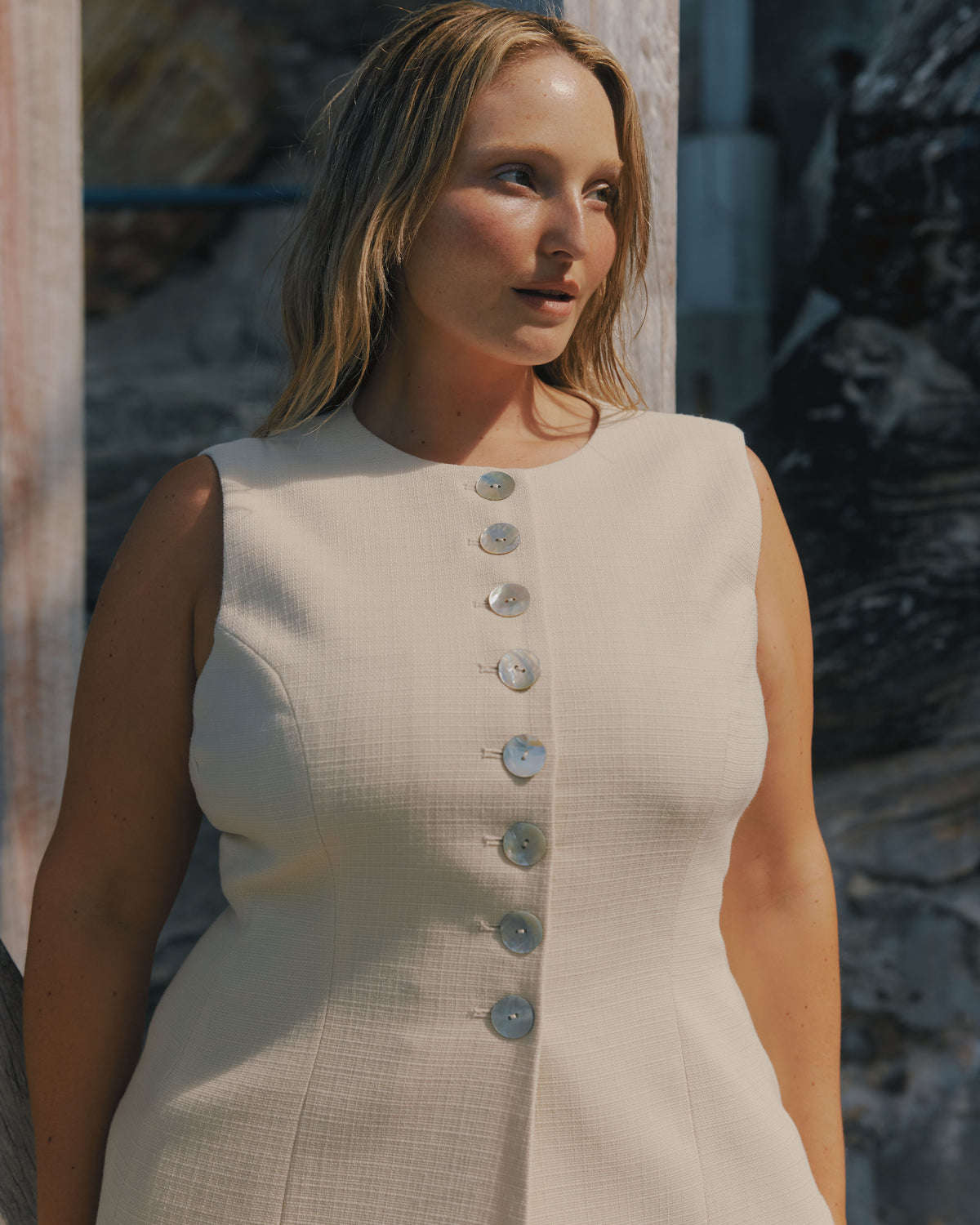 CAROLYN VEST CREAM | The Carolyn Vest is perfect for warmer months and layering, designed in a mid-weight black suiting fabric. Pair with your favourite shorts or suit trouser for an effortlessly polished look. Part of our workwear collection, the Carolyn Vest is a...