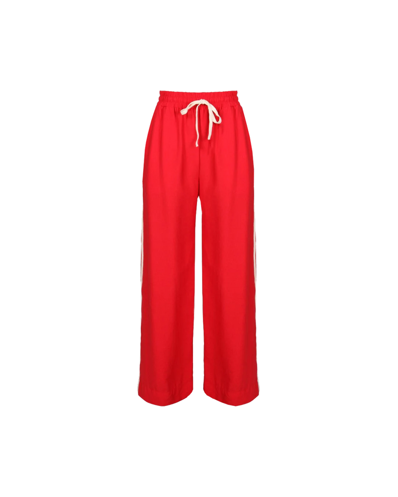 CORVETTE TROUSER RED | Sporty, high waisted pant with a wide leg silhouette. An all-time RUBY favourite in a red colourway.