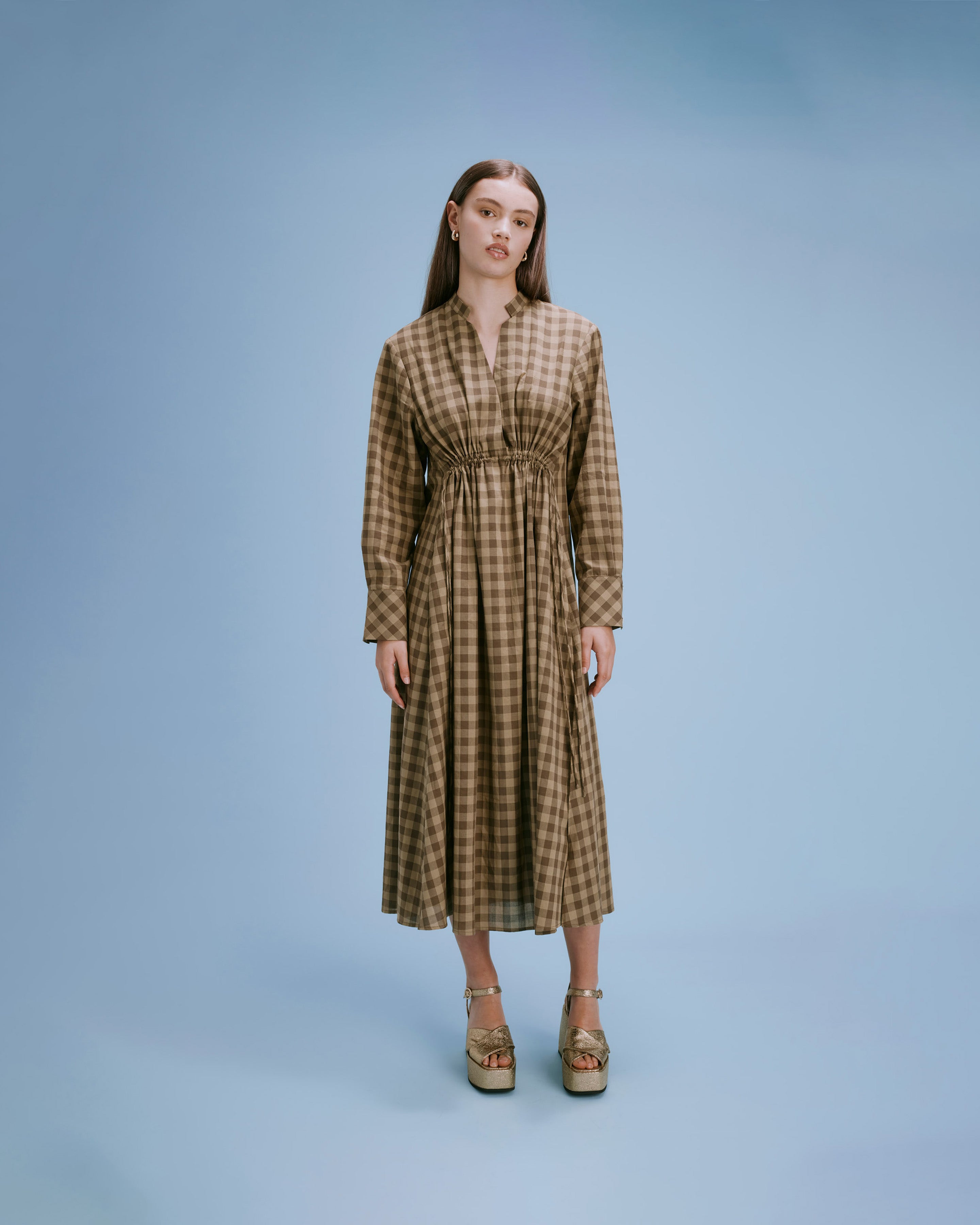 DARCY GINGHAM DRESS OLIVE GINGHAM RUBY