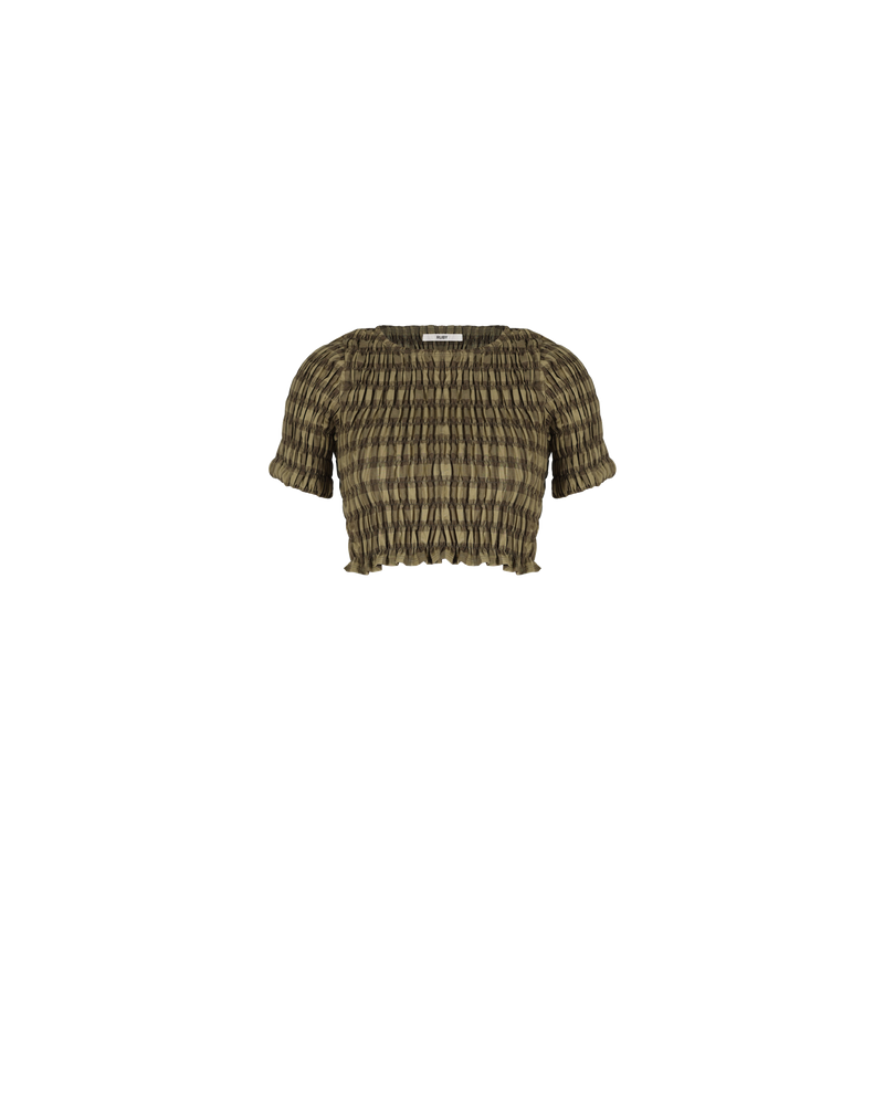 DARCY GINGHAM T-SHIRT OLIVE GINGHAM | 