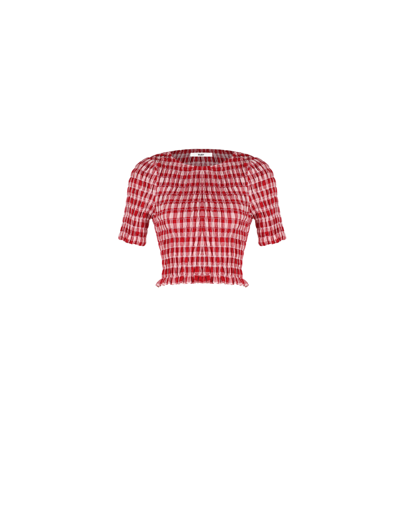 DARCY GINGHAM T-SHIRT RED GINGHAM | 