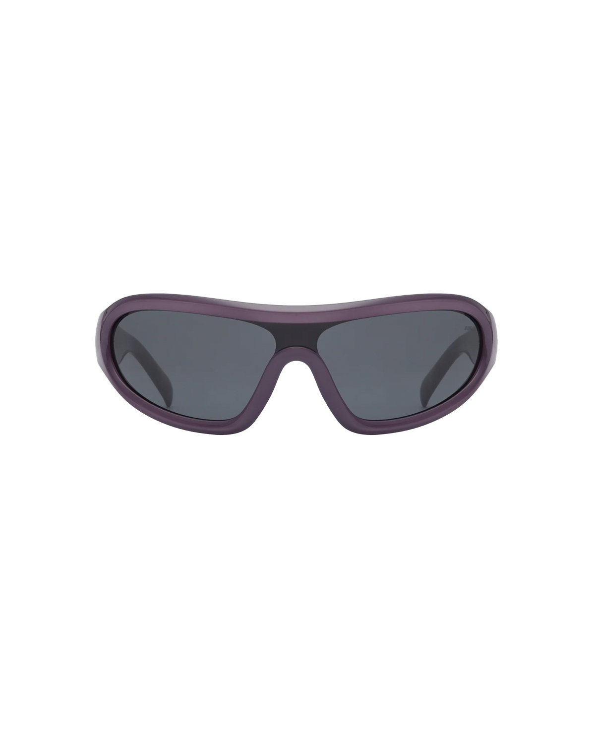 DEVON SUNGLASS SHADOW | Wraparound sunglasses with a sporty retro look. Designed with a continuous black lens and dark grey frame. 