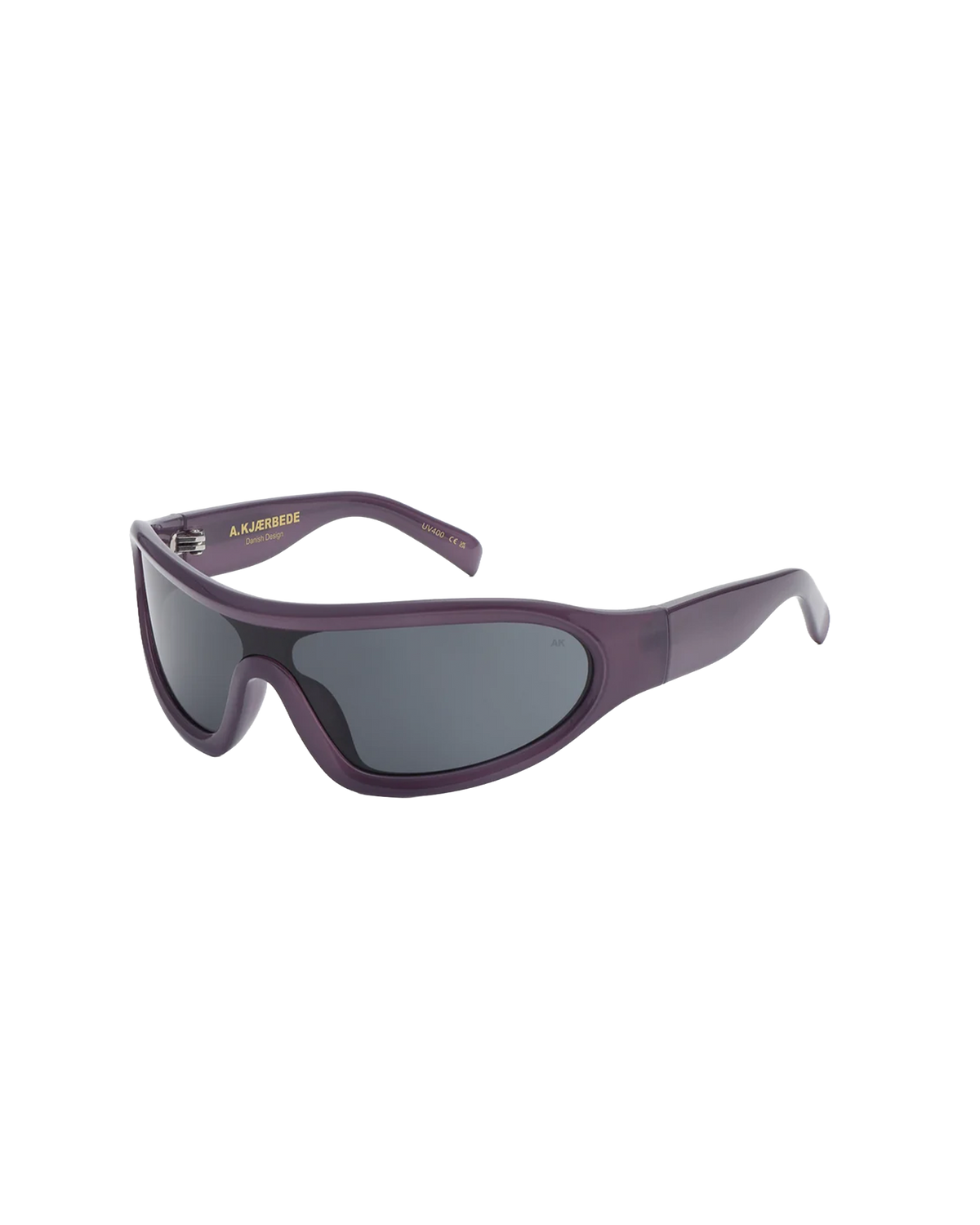 DEVON SUNGLASS SHADOW | Wraparound sunglasses with a sporty retro look. Designed with a continuous black lens and dark grey frame. 