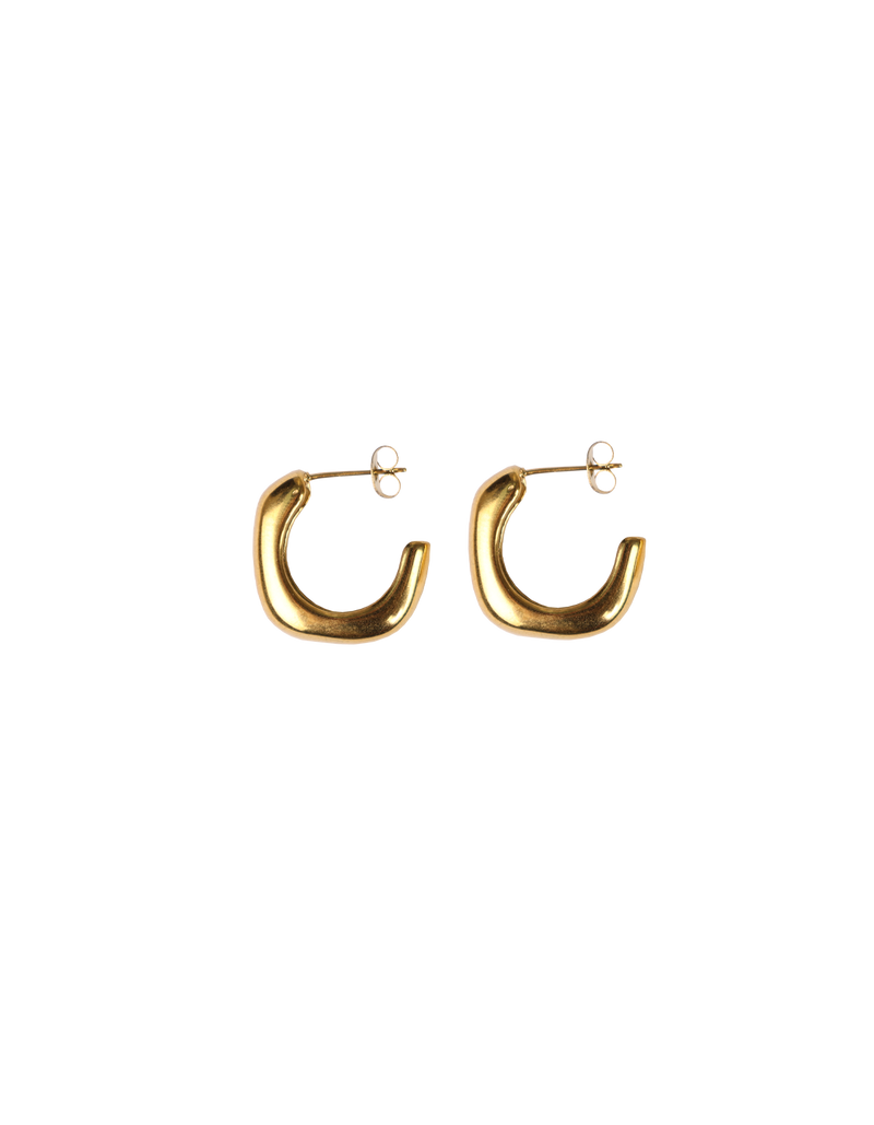  DILLON EARRING GOLD | Gold square hoop with rounded detailing. The perfect statement hoops.