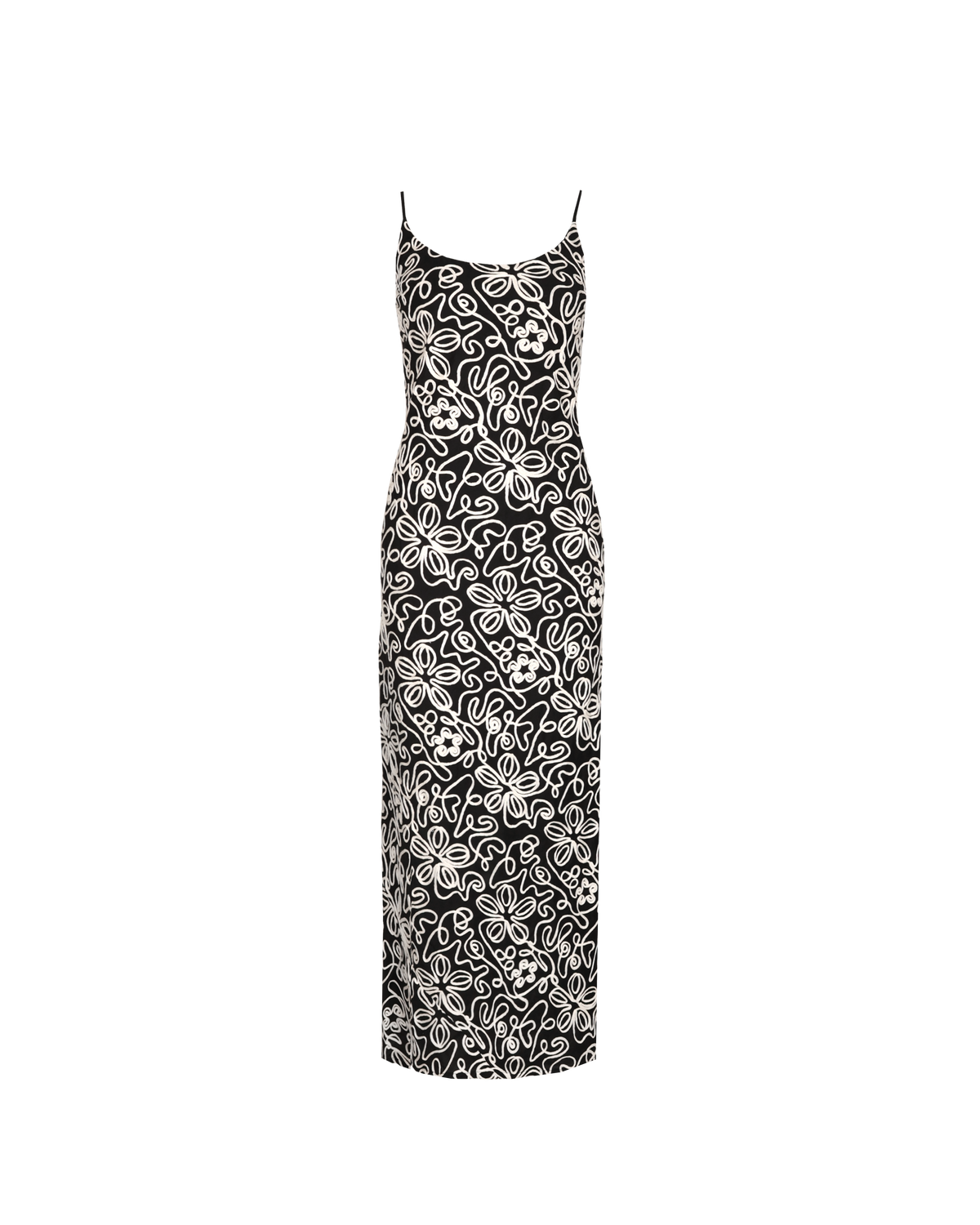 sardinian midi dress Ivory Sardine Print Spaghetti Strap Midi Dress Large