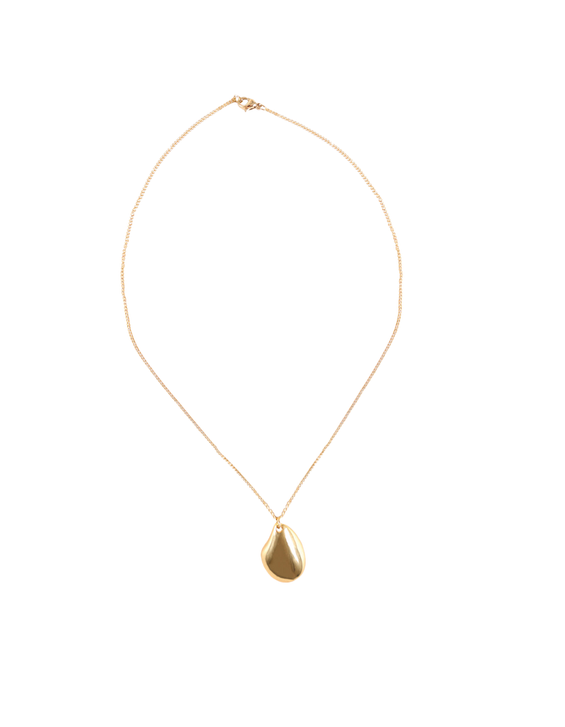 DROP NECKLACE GOLD | Dainty gold chain necklace with a gold drop pendant and adjustable chain closure.