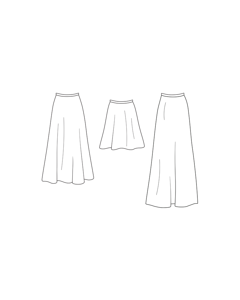 ELINOR PATTERN | The elinor is an a-line bias skirt, this pattern includes 3 different variations. Available to purchase in a pdf form of sizes 4 - 28, or in a printed size...