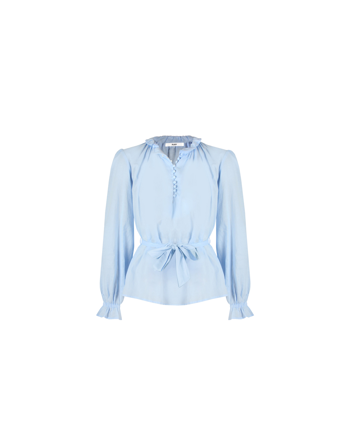 ELLIOT RUFFLE BLOUSE SKY BLUE | RUBY