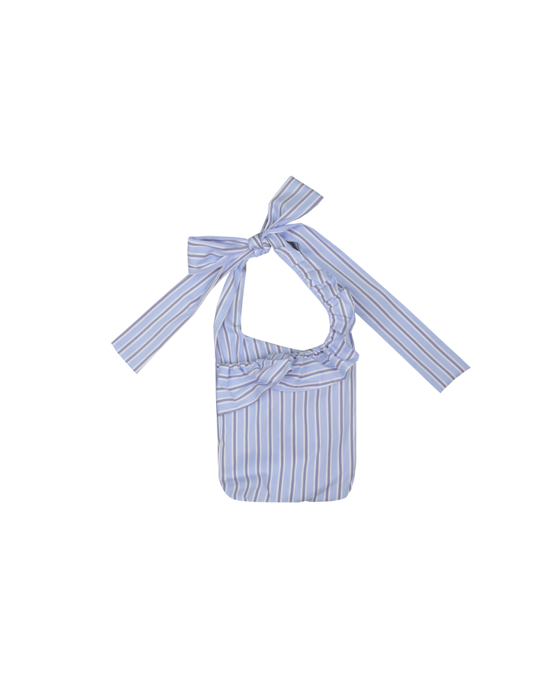 RUBY X EMMA JING MINI RUFFLE BAG BLUE STRIPE | Mini ruffle bag with an adjustable tie strap, featured as part of Summer Fling with Emma Jing, our Holiday 2024 collaboration with local Aotearoa designer, Emma Jing. A fun take...
