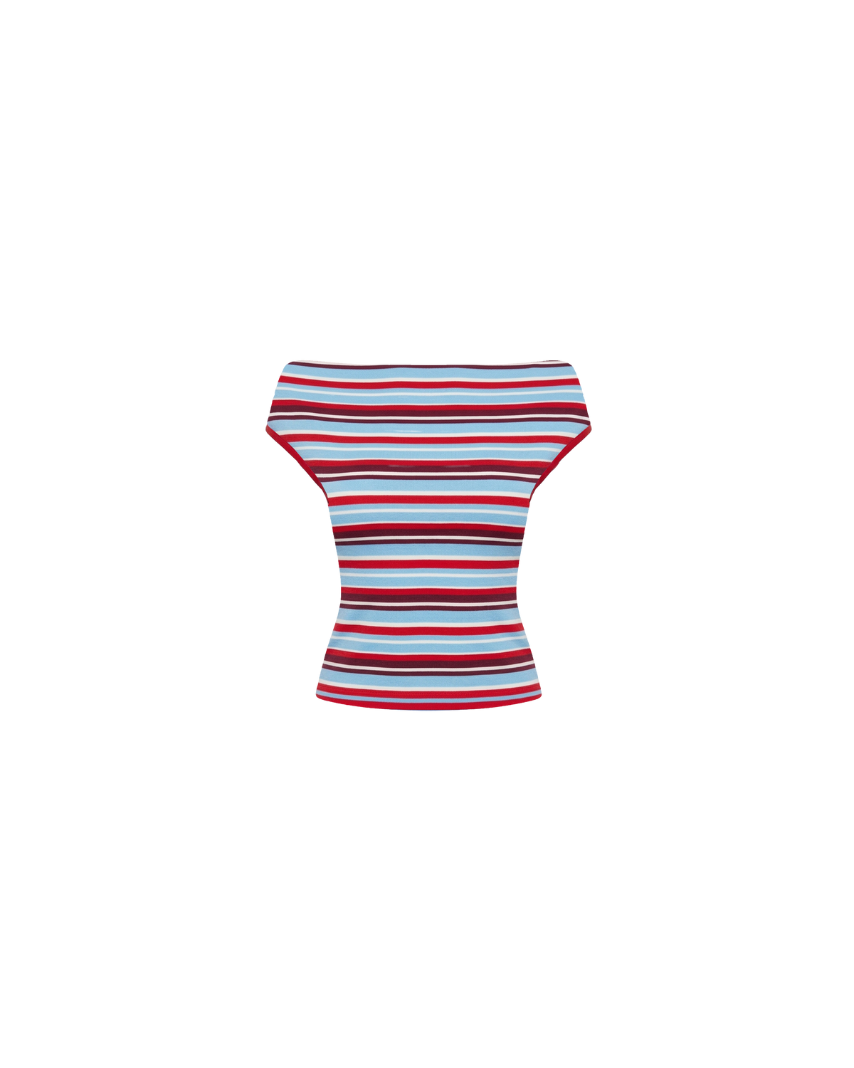 EMMA KNIT TOP POPSICLE STRIPE | Off-shoulder knitted top crafted in a popsicle stripe, mid-weight knit. This top is simple yet fun and can be worn on or off the shoulder.