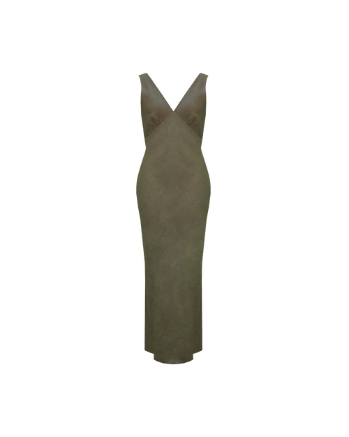 knee length dresses for ladies ESME LINEN SLIP DRESS KHAKI