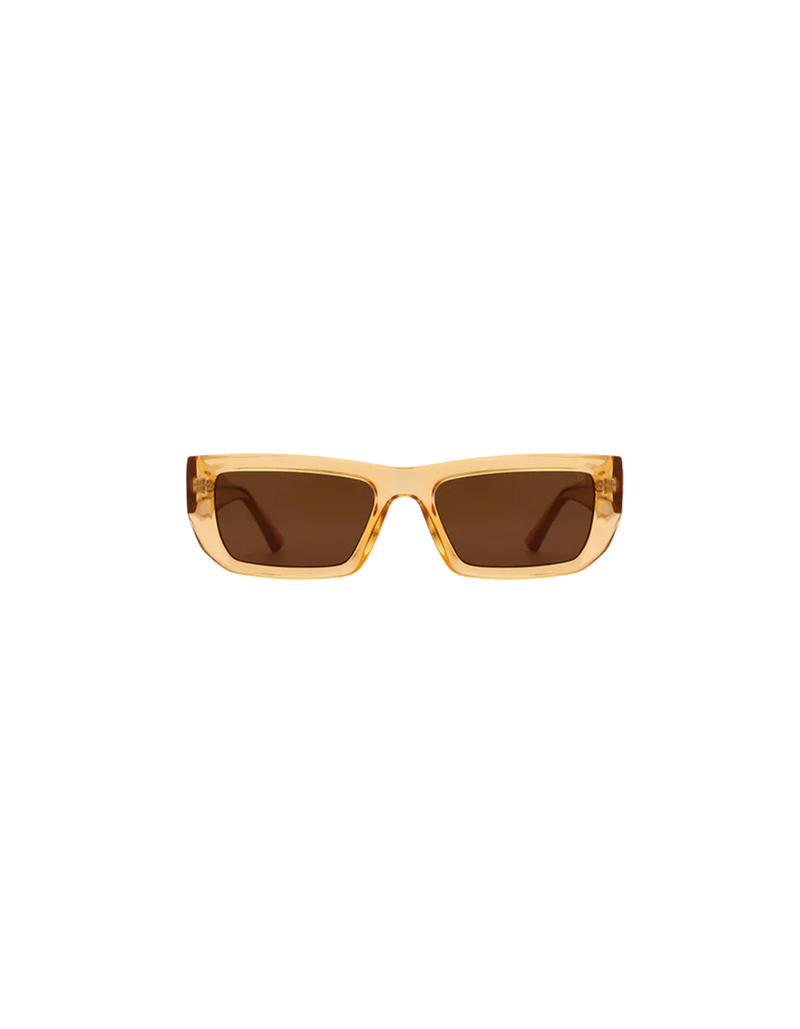 FAME SUNGLASS YELLOW TRANSPARENT | The Fame by A.Kjaerbede is an 80's inspired narrow frame sunglass with yellow square lenses and tonal yellow frames.