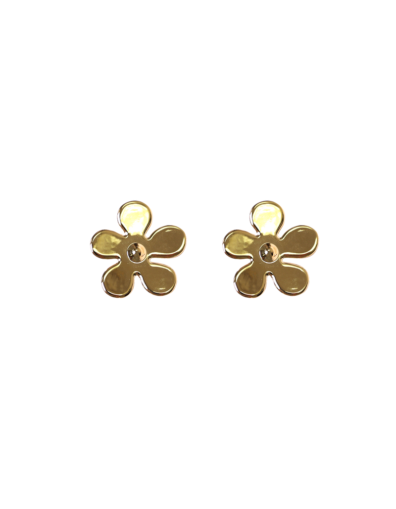 FLOWER POWER EARRING GOLD | Gold Flower stud earrings, featuring a stud closure.