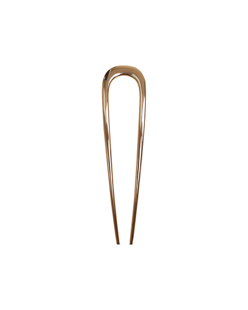 FRENCHIE HAIR PIN GOLD | Chromatic gold hair pin is a summer essential for putting half a head of hair up on the go. See details below of how we recommend using this pin.